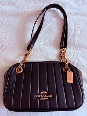 Coach Black Quilted Leather Shoulder Bag with Gold Hardware